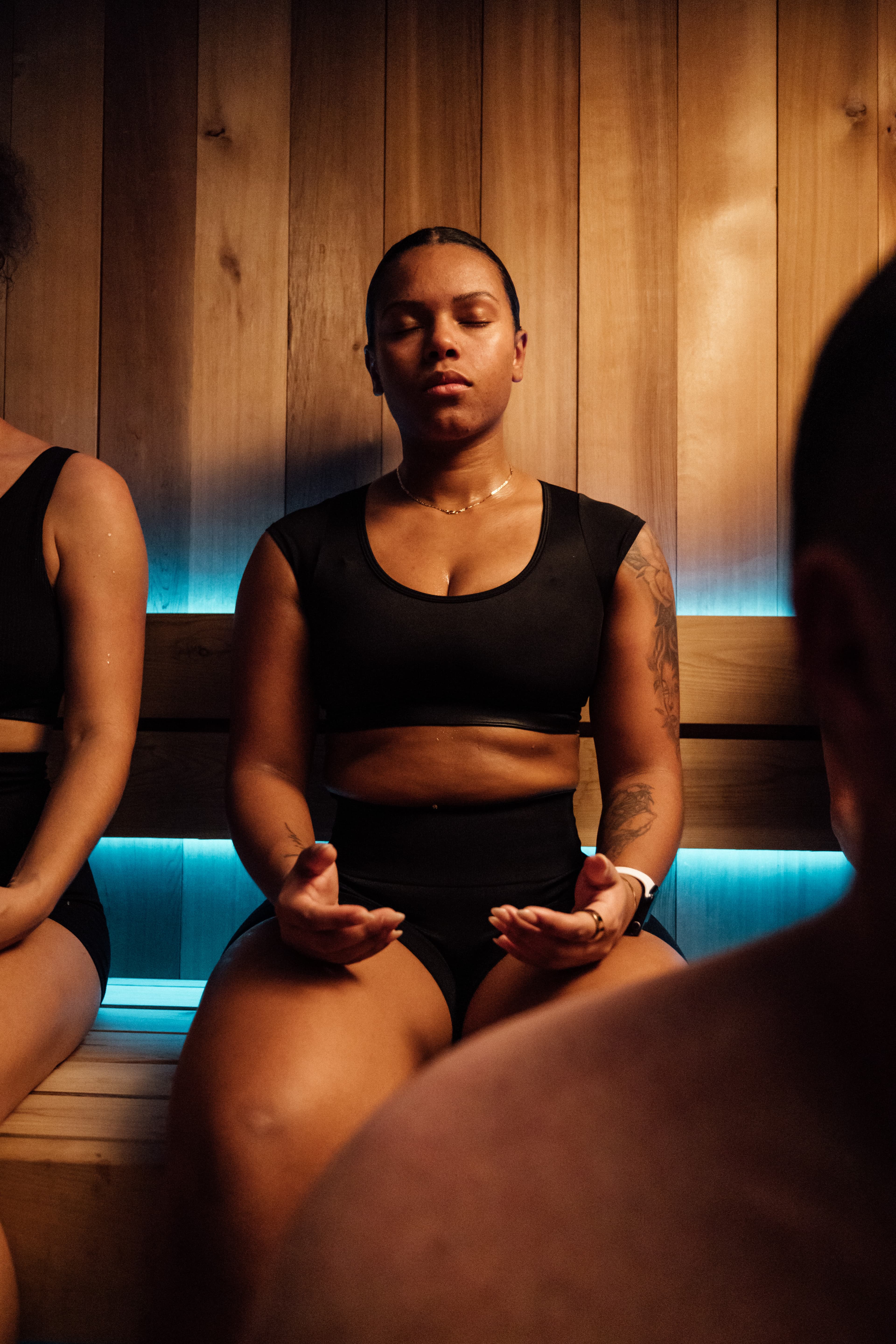 A group of women in a guided sauna circle